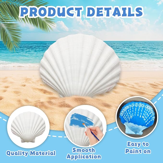 JOTNGDJBN 10PCS Large Natural Scallop Shells, 4-5 Inch White Sea Shells - Image 3