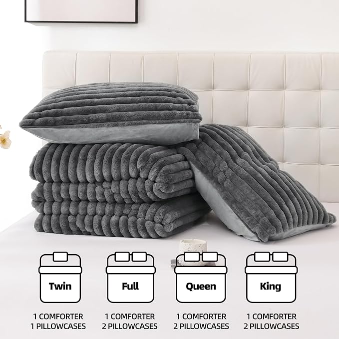 Smoofy Fluffy Full Size Comforter Sets 3 Pieces - Image 7