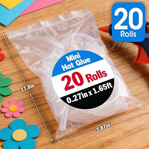 20 Pack Mini Hot Glue Stick Rolls, Each 1.65 FT Long x 0.27" Diameter Glue - Image 6