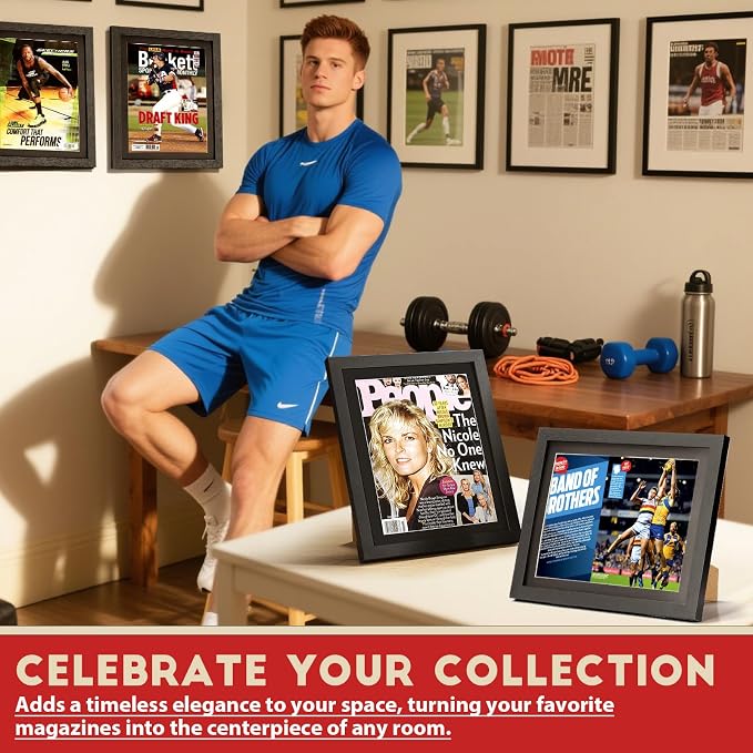 JupDec Sports Magazine Frame 4 Pack, Premium Wood Display Case - Image 7