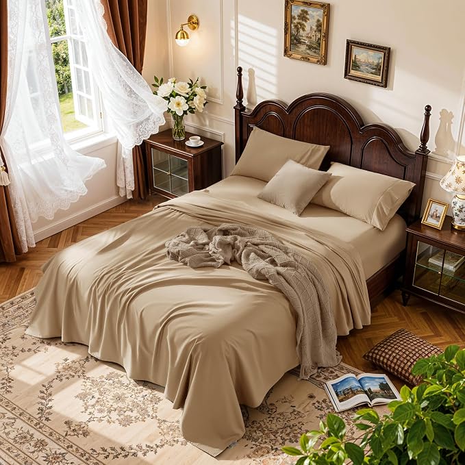 LBRO2M 100% Cotton Sheets Set Deep Pocket 19", 1000 Thread Count California by LBRO2MBedding