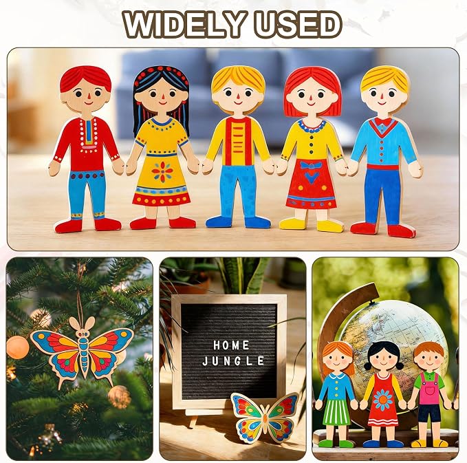 MECCANIXITY 50 Pcs Unfinished Wooden Person Cutouts 1.89 Inch People Figure - Image 6