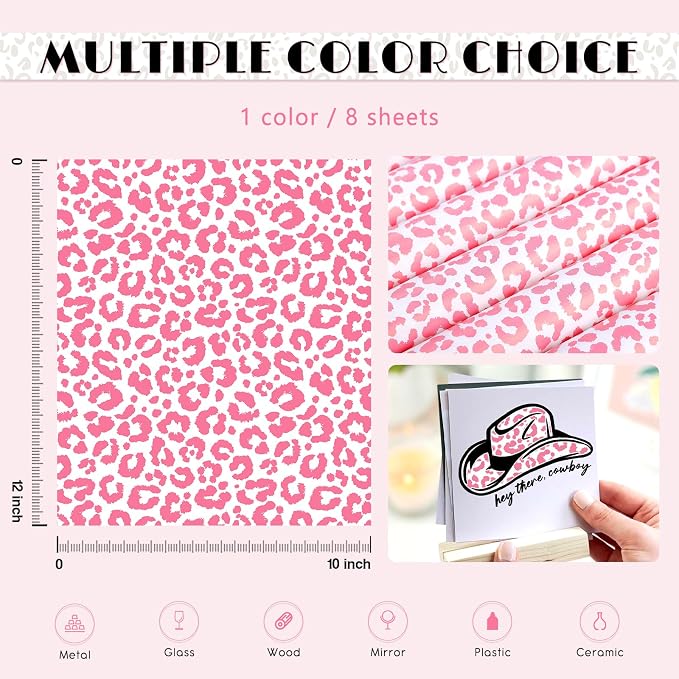 Tintnut Leopard Permanent Vinyl 8 Sheets 12x10in Pink Adhesive Vinyl | Cheetah - Image 2