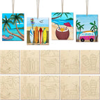COCHIE 10 Pieces Large Summer Unfinished Wood Crafts to Paint by COCHIE
