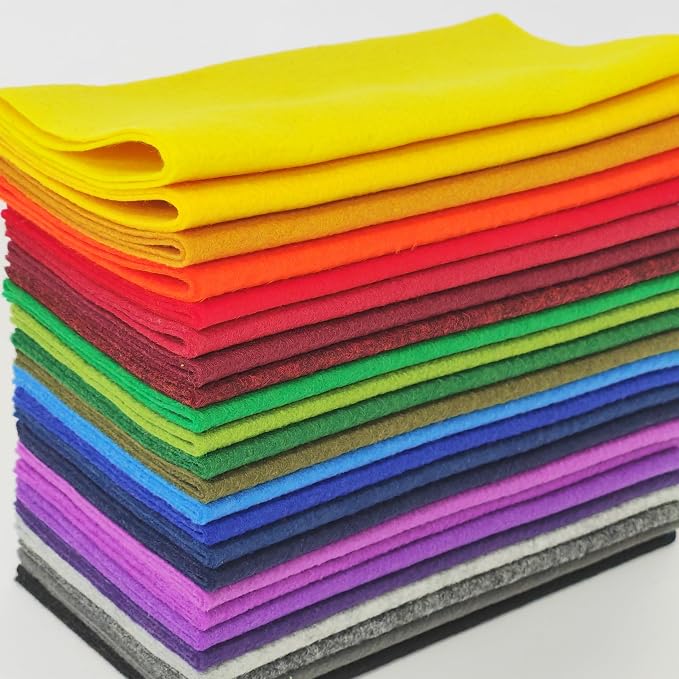 24 Rolls 8"x18" 1.4mm Thick Soft Felt Fabric Sheet 24 Assorted Deep Solid by MITINU