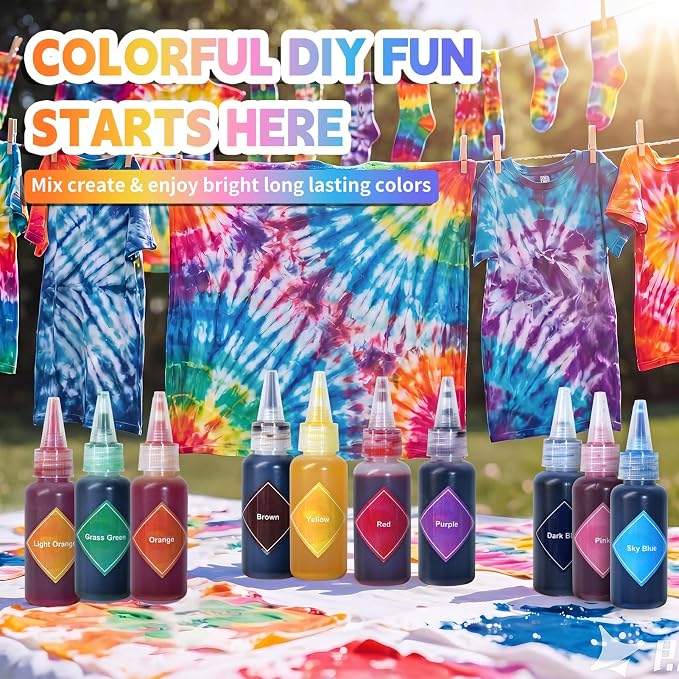 Tie Dye Kit, 15 Colors Tie Dye Set, One-Step Fabric Dye Supplies - Image 6