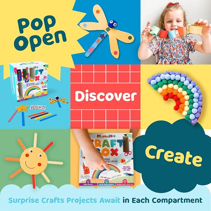 Mumaloo Arts and Crafts Kit for Kids – 10 Projects Ages 4–8 | No-mess craft box - Image 3