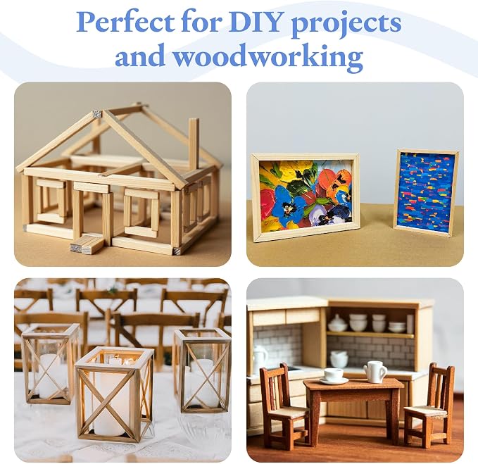 DIY Wooden Square Dowel Rod 1/4-inch x 18 Pack of 25 Hobby Wood Sticks - Image 3