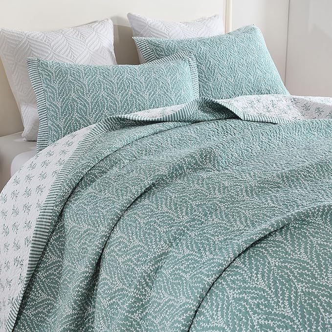 SahSahCasa Quilt Set King Size, 100% Cotton Quilt Bedding Set Bedspread by SahSahCasa