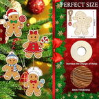 80PCS Wooden Christmas Ornaments to Paint, 8 Styles DIY Blank Unfinished Wood - Image 2