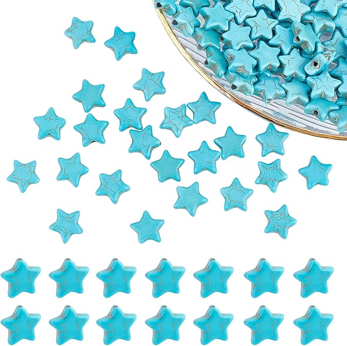arricraft About 160 Pcs Star Shaped Stone Beads, Synthetic Howlite Star Beads by ARRICRAFT