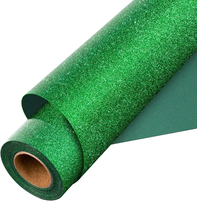 Aoder Green Glitter HTV Heat Transfer Vinyl: 12" x 10FT Green Glitter HTV Iron by AoderDTFTransferFilm