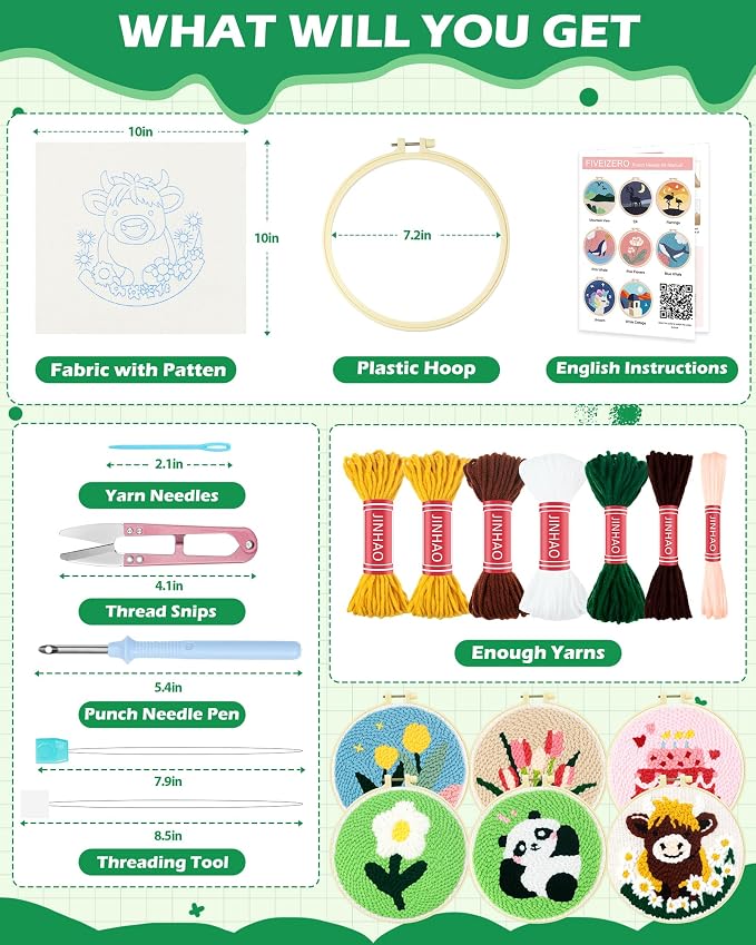 FIVEIZERO Punch Needle Kit for Beginners, Highland Cattle Punch Embroidery Kit - Image 2