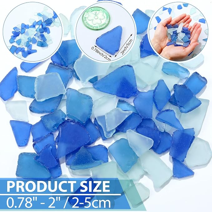 Jetec 11 oz Sea Glass for Crafts Pieces Decor Flat Frosted Sea Glass Vase - Image 3