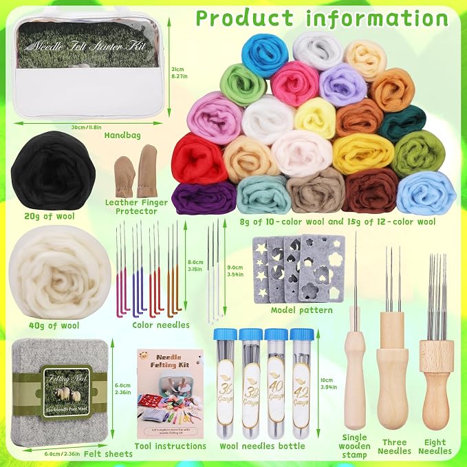 Mayboos Needle Felting Kit, 24 Colors Wool Roving Set, Felting Needles - Image 2