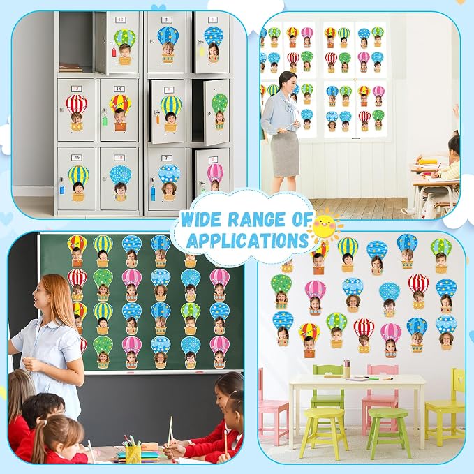 80Pcs Colorful Hot Air Balloons Cutouts Back to School Bulletin Board Hot Air - Image 6