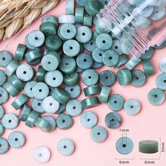 Natural Stone Heishi Beads for Necklace Making, 4 mm x 6 mm Small Flat Round - Image 6