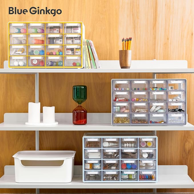 Blue Ginkgo Medium 16-Drawer Cabinet – Stackable Clear Organizer - Image 7