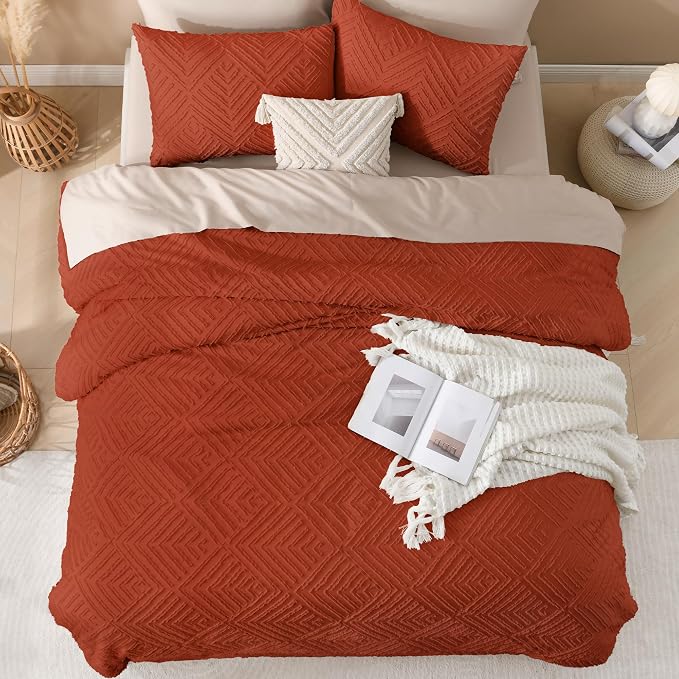Andency Burnt Orange Queen Size Comforter, Terracotta Boho Fall Lightweight - Image 7