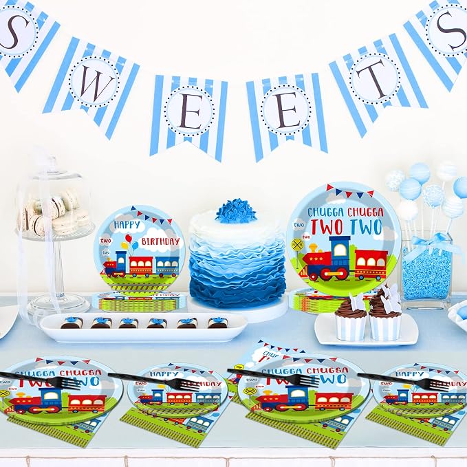100 PCS Chugga Chugga Two Two Party Supplies Set Train Plates and Napkins 2nd - Image 5