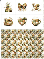 Rustic Patchwork Cotton Fabric Panel – 6 Designs + Bonus Patchwork Sheet by FabricsTown