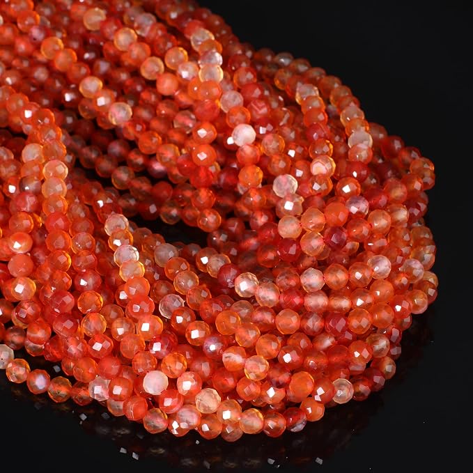 4mm 90pcs Red Agate Tiny Gemstone Beads by SongXi