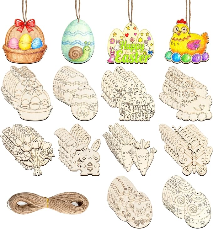 80PCS Unfinished Ornament Wood Crafts, Painting Blank Wooden Cutouts | DIY 10 by GFPGYQ