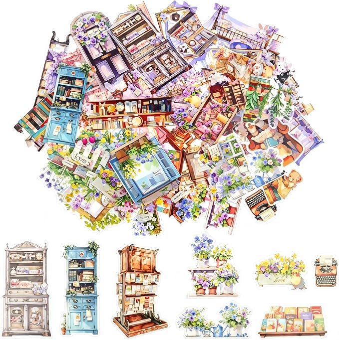 120Pcs Iandscape Stickers for Scrapbooking, Self-Adhesive Transparent Iandscape by Weenkilly