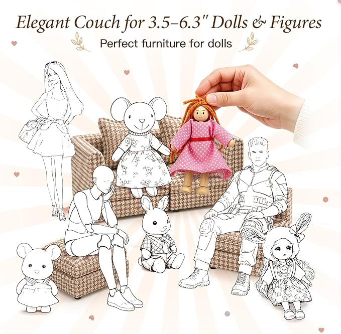 iLAND Dollhouse Furniture Sectional Dollhouse Couch Set, Miniature Furniture - Image 4