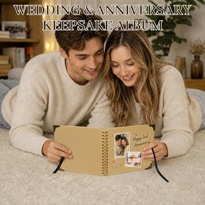 Scrapbook Album 8 Inch 30 Sheets 60 Pages, Kraft Paper Cover DIY Photo Album - Image 7