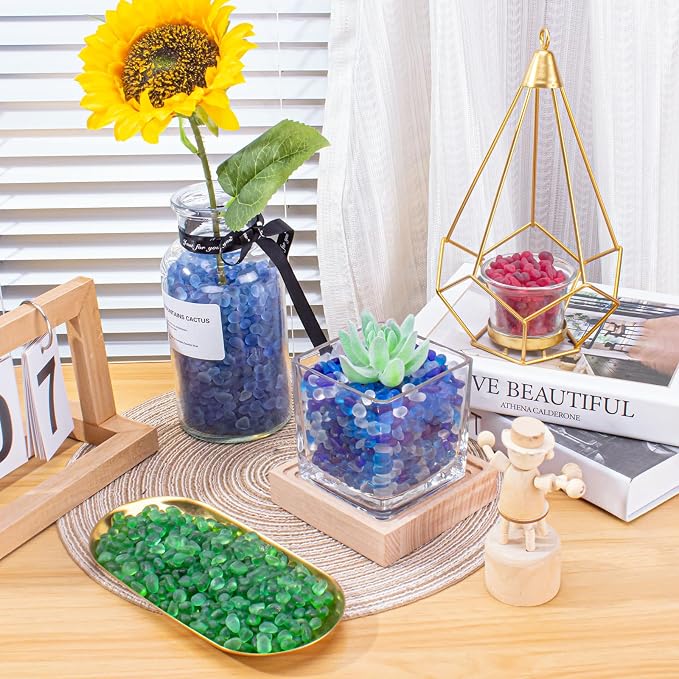 Keedolla Green Fish Tank Gravel Aquarium Frosted Glass Rocks, 0.5 Lb Mini Fish - Image 8
