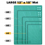 Mandala Crafts Self-Healing Cutting Mat Set – 12" x 18" A3 Green Double-Sided - Image 3