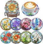 ijbnhd 8 PCS Flowers Diamond Art Coasters | Diamond Painting Coasters Kits by ijbnhd