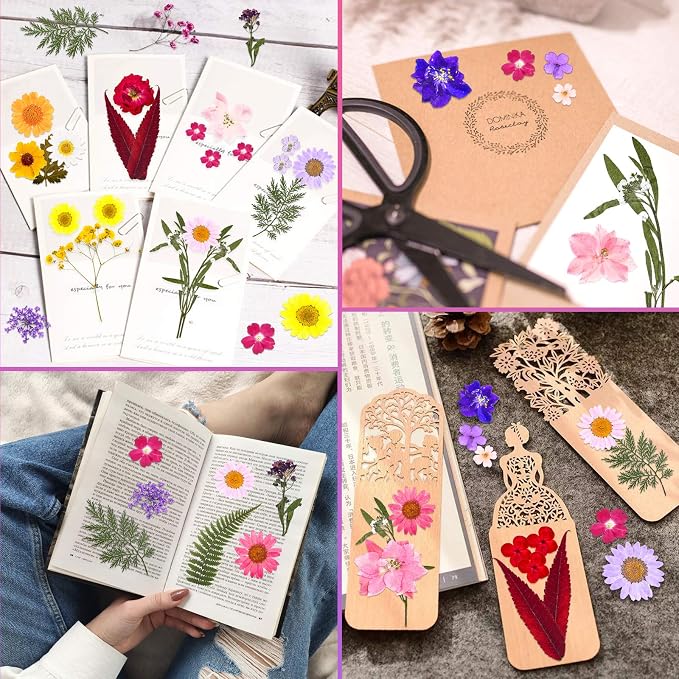 140 Pcs Dried Pressed Flowers for Resin, Real Pressed Flowers Dry Leaves Bulk - Image 2