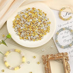 Augshy 700Pcs Rondelle Spacer Beads, 8 mm Silver and Gold Rhinestone Spacer - Image 5