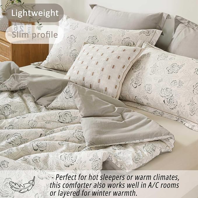 LEMIROE Vintage Botanical Cotton Comforter Queen Size 3PC - Image 3