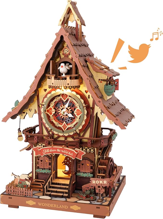 ROKR 3D Wooden Puzzles for Adults, Cuckoo Clock Model Kit, Room Home Decor DIY by ROKR-InterestingSmartPuzzleToys