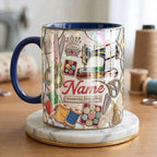 Personalized Sewing Mug with Name, Quilting Lover Coffee Cup, Sewing Machine Mug - Image 2
