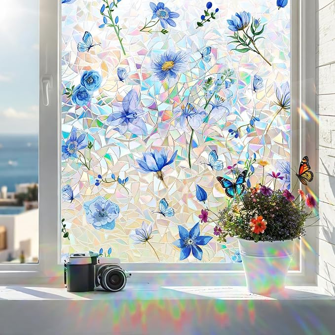 Coavas Stained Glass Window Privacy Film, Rainbow Static Cling Decorative by Coavas