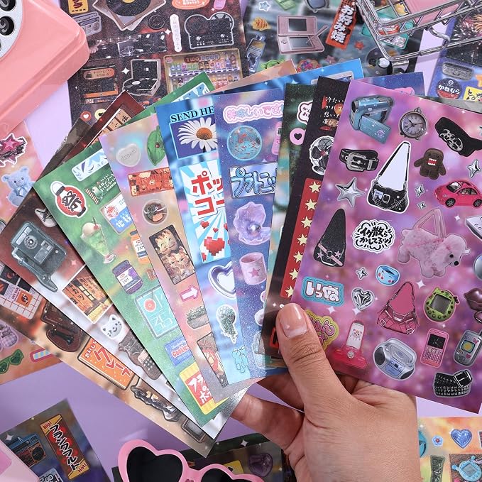 Girl's Japanese Retro Sticker Book, Y2K Showa Theme - Image 6