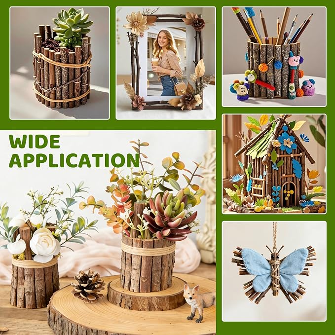 TKOnline 400Pcs Craft Sticks, 10cm 0.1-0.2 Inch in Diameter Wood Log Sticks - Image 5