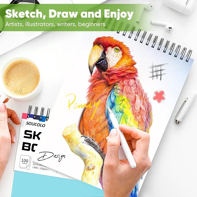 Soucolor 9x12 Sketch Book 2-Pack, 100 Sheets, Acid-Free Drawing Pads | Yop - Image 8