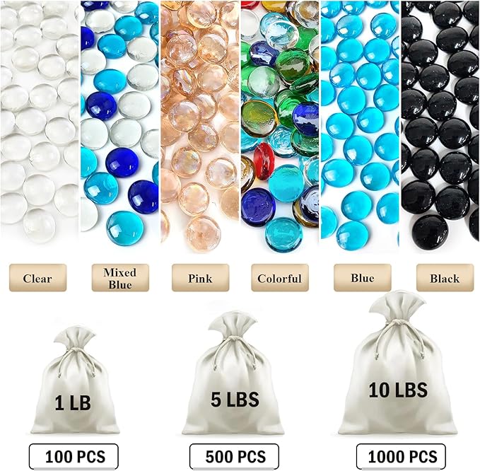 FANTIAN 5 lbs Pink Glass Beads for Vases, About 500 Pcs Glass Pebbles Marbles - Image 3
