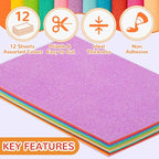 12 Pack Glitter Foam Sheets Craft 8 x 12 inch, 12 Colors | Sparkles Foam Paper - Image 4