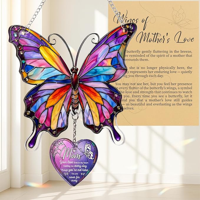 Memorial Gifts for Loss of Mom, Butterfly Mom Memorial Ornament, UV Printed - Image 8