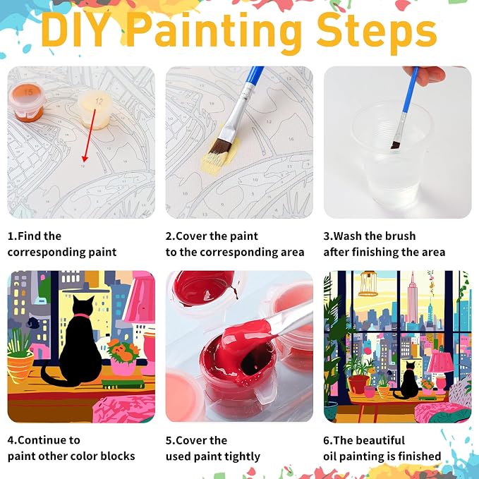 Mandun Cat Paint by Numbers for Adult, Cat Paint by Numbers Kit for Adults - Image 9