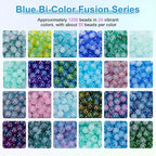 XSEINO About 1200+ pcs 6mm Glass Beads Bracelet Making Kit, 24 Assorted Blue - Image 3