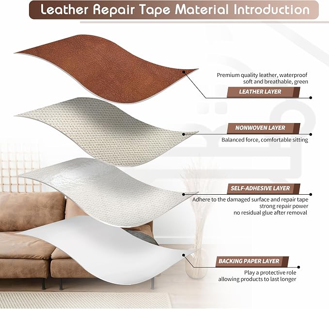 KING MOUNTAIN Leather Repair Patch, 2 Packs 9 x 11 Inches self Adhesive Leather - Image 3