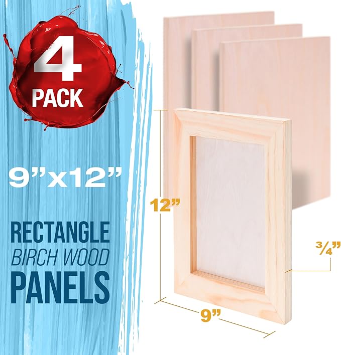U.S. Art Supply 09" x 12" Unfinished Cradled Wood Panels - Image 2