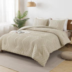 Andency Light Khaki Comforter Set King Size, Boho Soft Warm Tufted Bedding - Image 7